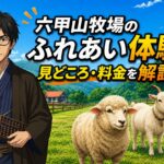 六甲山牧場で動物とのふれあい体験を楽しむ様子を紹介するアイキャッチ画像