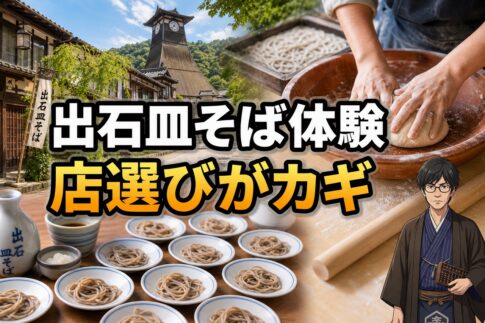 出石皿そば体験は店選びがカギと伝えるアイキャッチ画像
